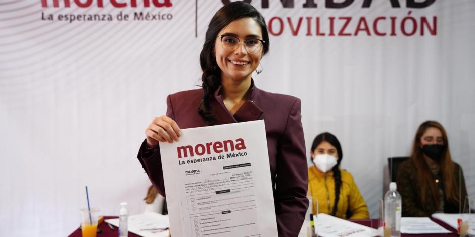 Paloma Rachel Aguilar Correa busca ser la candidata de Morena al gobierno de San Luis Potosí.