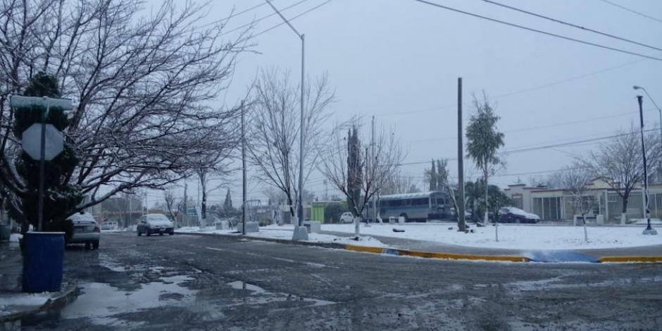 La escena nevada en la capital de Chihuahua, el pasado 31 de diciembre, con la entrada del frente frío número 24 a la entidad.
