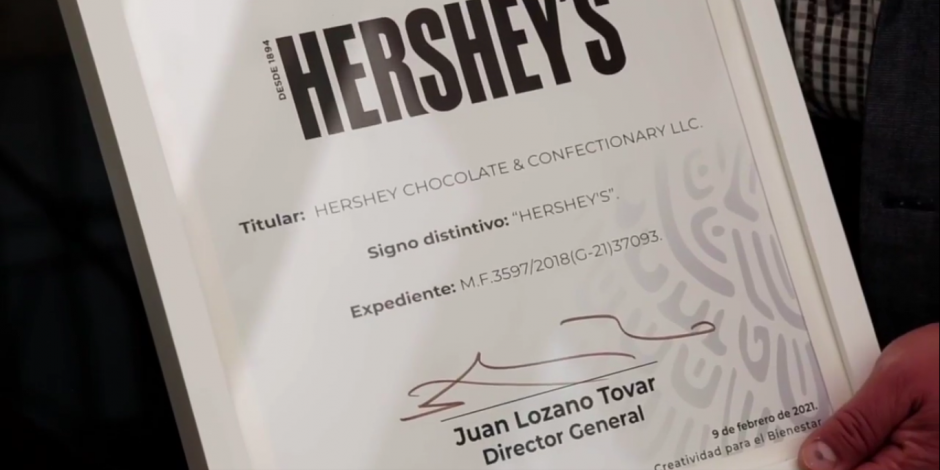 Reconocimiento Hershey's, compañía fabricante de chocolate
