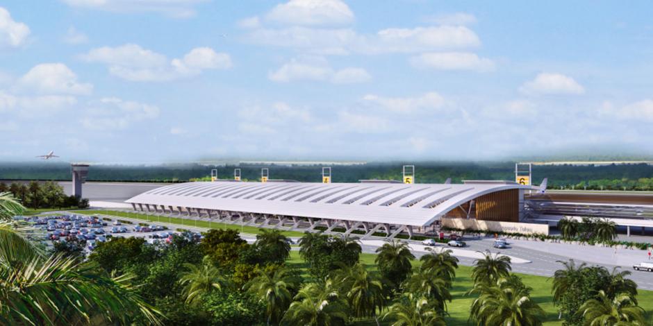 Aeropuerto Tulum en una maqueta 3D.