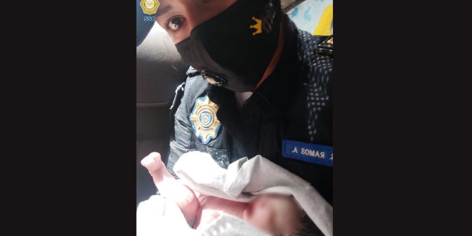 La madre, quien forma parte de la Policía Auxiliar, fue llevaba a un hospital tras tener a su hijo