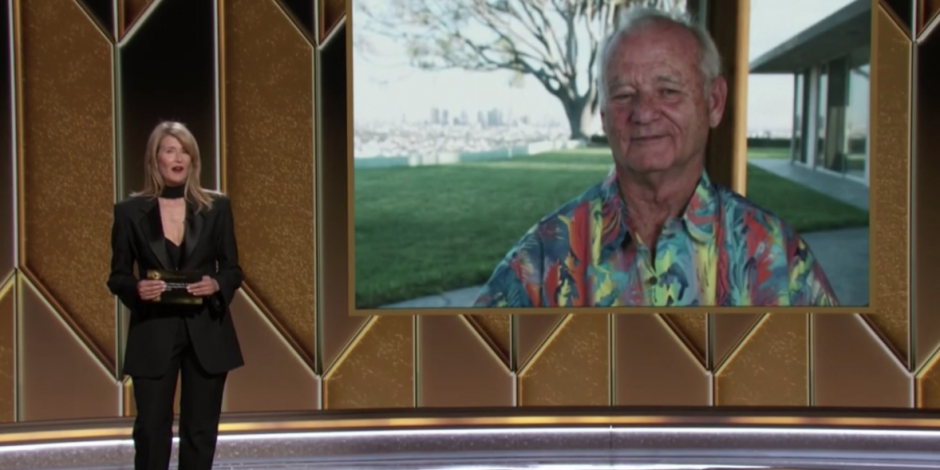 Bill Murray durante la transmisión de los Globos de Oro 2021.