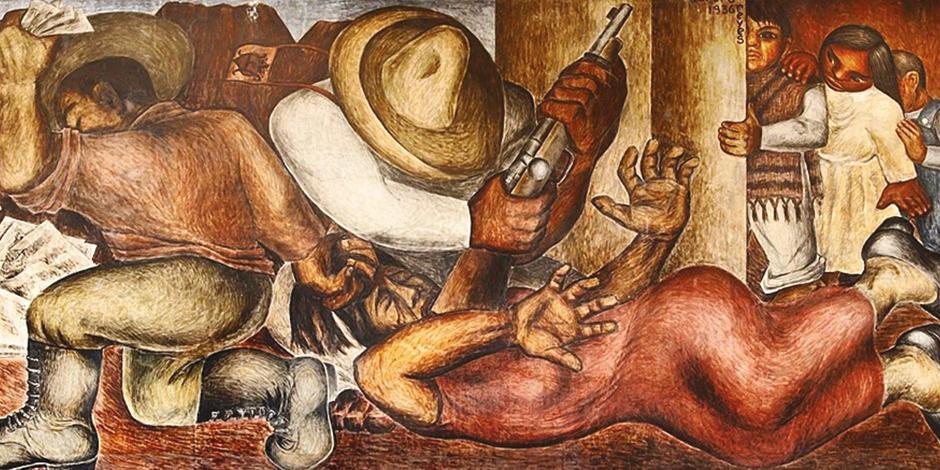 Aurora Reyes, Atentado a las maestras rurales, mural, 1936.