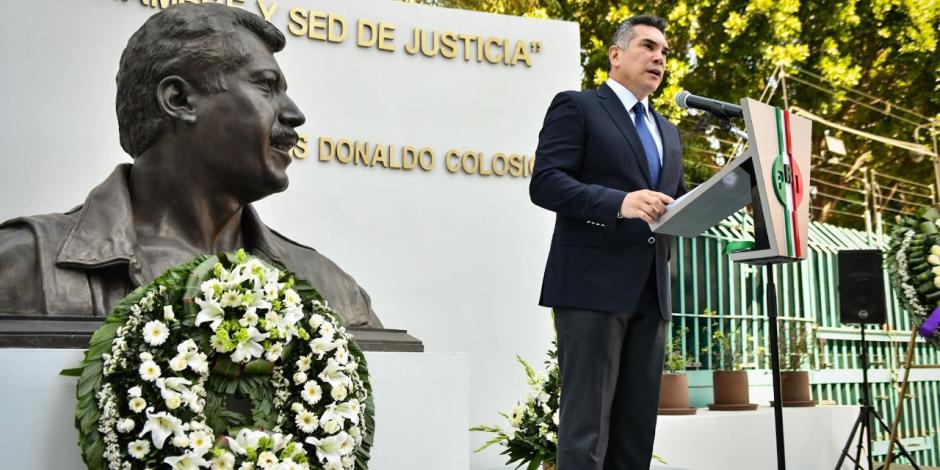 Alejandro Moreno en el memorial de Luis Donaldo Colosio, hoy.