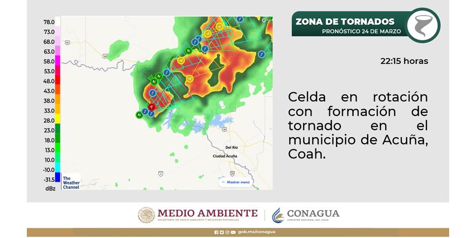 Las autoridades de Ciudad Acuña. Coahuila, activaron la alarma por alerta de tornado alrededor de las 23:00 horas de este miércoles.