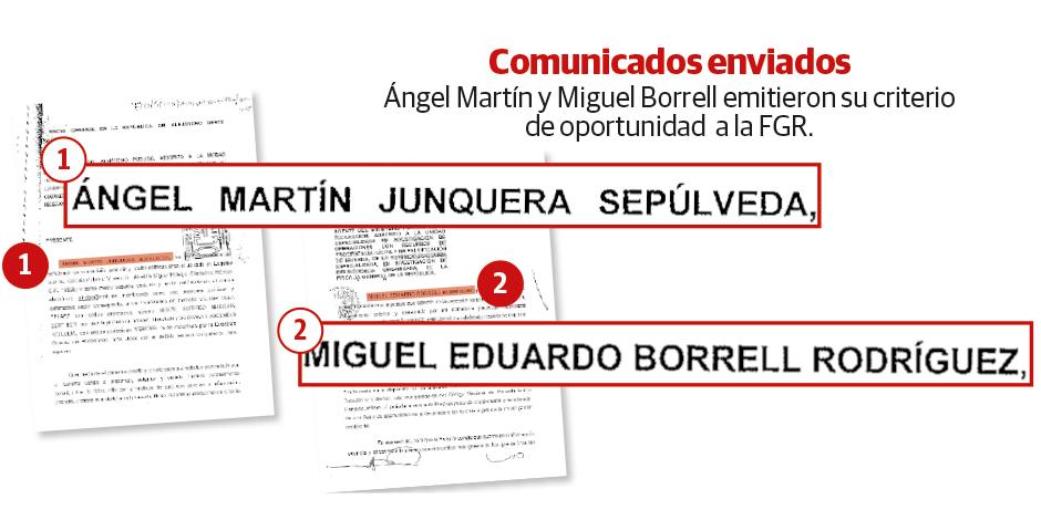 Ángel Martín y Miguel Borrell emitieron su criterio
de oportunidad  a la FGR.
