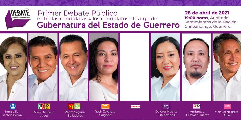 El debate entre los candidatos tendrá lugar el 28 de abril, en el auditorio Sentimientos de la Nación ubicado en Chilpancingo, capital de Guerrero.