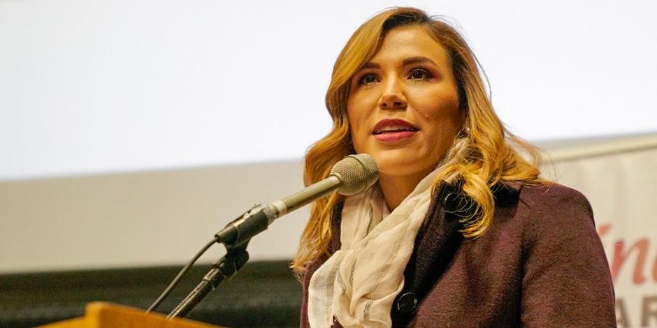 Marina de Pilar Avila Olmeda, candidata a la gubernatura de la coalición “Juntos Haremos Historia en Baja California”.
