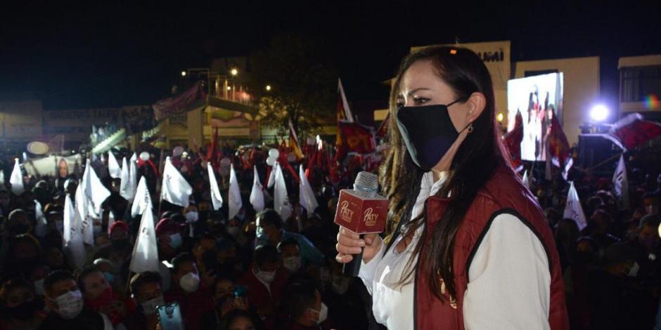 Patricia Durán Reveles, candidata de la coalición Juntos Hacemos Historia a la Presidencia Municipal de Naucalpan.