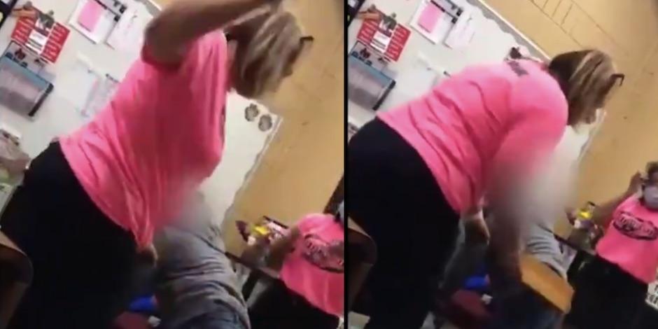 Melissa Carter, directora de la Central Elementary School de Florida, golpea con una tabla a una alumna de seis años. Foto: Especial