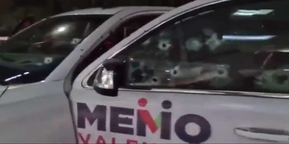 Imagen de la camioneta donde atacaron al candidato del PRI, Guillermo Valencia