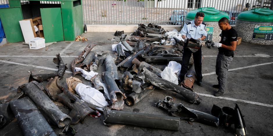 Restos de misiles utilizados en el conflicto entre Israel y Gaza.
