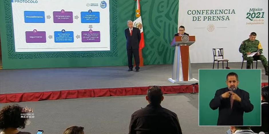 Rosa Icela Rodríguez, secretaria de Seguridad federal, dio la información ante AMLO.