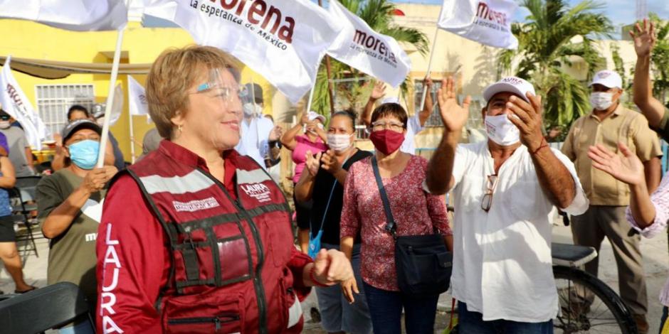 Laura Beristain Navarrete, candidata a presidenta municipal de Solidaridad de la coalición "Juntos Haremos Historia en Quintana Roo".