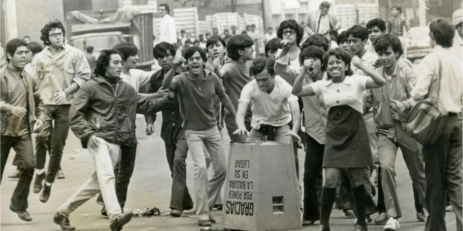 Estudiantes durante la manifestación del 10 de junio de 1971.