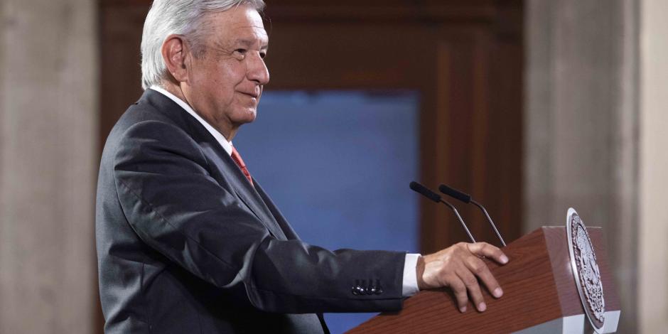 Andrés Manuel López Obrador, Presidente de México en conferencia de prensa en el Salón Tesorería de Palacio Nacional.
