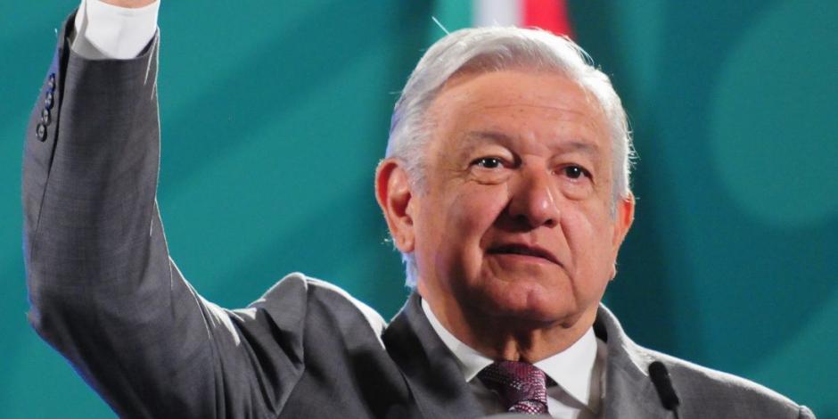 El Presidente López Obrador en conferencia de prensa, en Palacio Nacional, este lunes.