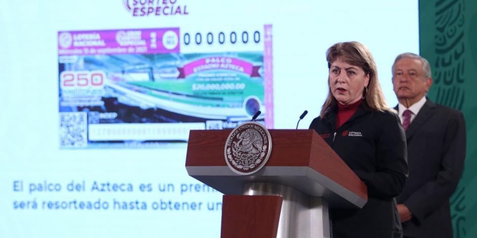 Margarita Gónzalez Sarabia Calderón en conferencia matutina de AMLO, este miércoles.