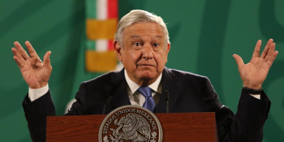 El Presidente López Obrador en conferencia matutina, este lunes.