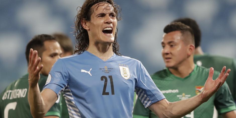 Edinson Cavani, en el partido de Uruguay vs Bolivia, de la Copa América 2021