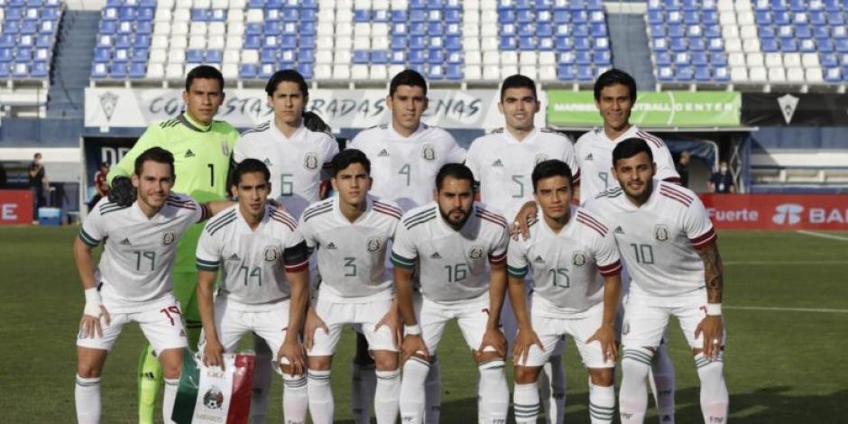 Jugadores de la Selección de México Sub 23 previo a un duelo de preparación rumbo a Juegos Olímpicos.
