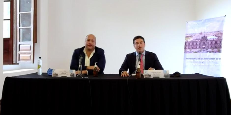 En conferencia de prensa, el gobernador de Jalisco, Enrique Alfaro y el gobernador electo de Nuevo León, Samuel García.