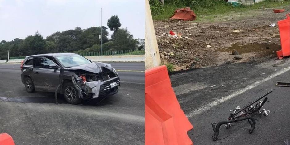 En redes sociales se compartieron imágenes del accidente, en el cual perdió la vida un ciclista en la autopista México-Toluca.