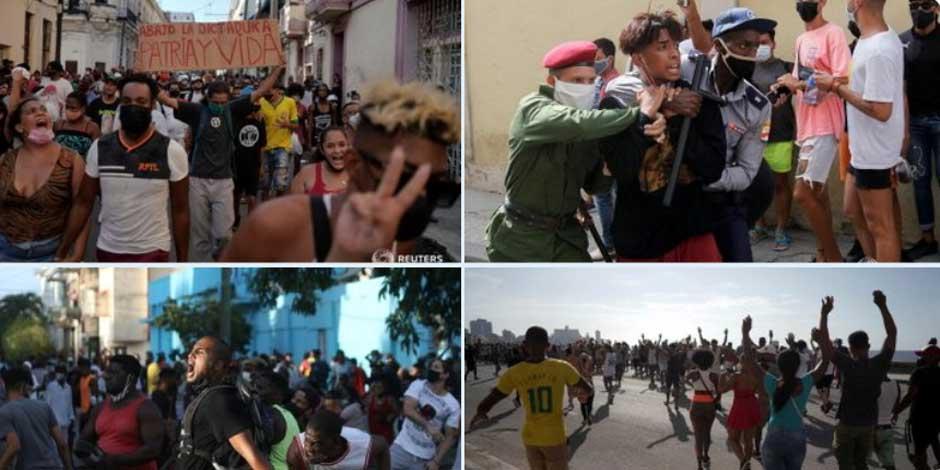 Las imágenes muestran el inicio del estallido social en Cuba en julio pasado.
