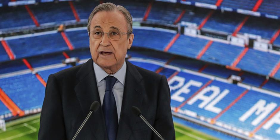 Florentino Pérez durante una conferencia de prensa del Real Madrid.