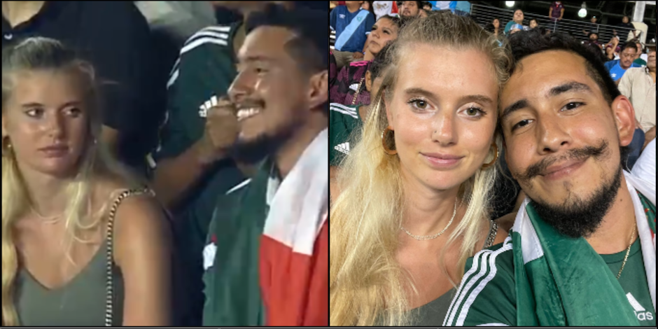 Pareja protagoniza ‘historia de amor’ en el partido de México vs Guatemala.
