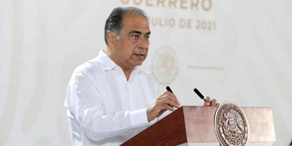 El Gobernador Héctor Astudillo, ayer, en la conferencia mañanera de AMLO.