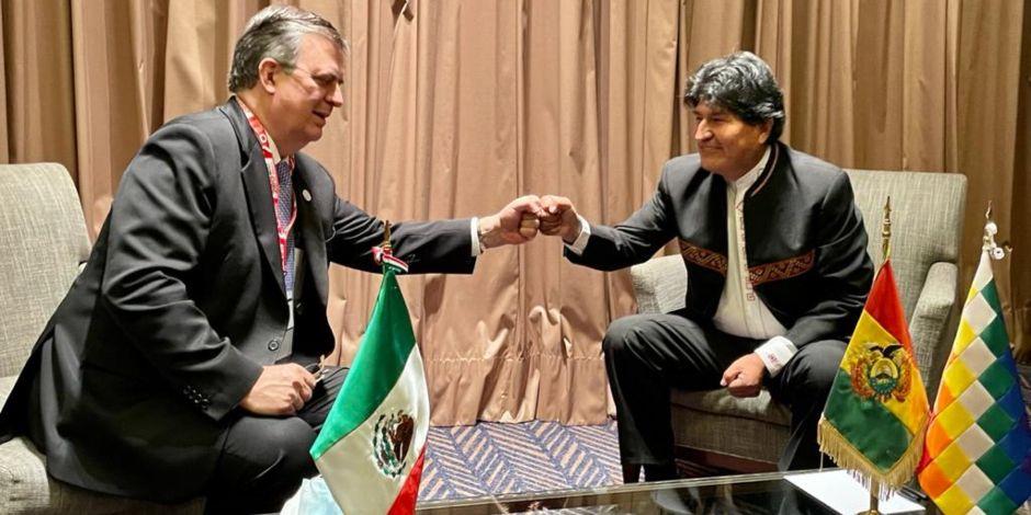 “Canciller, salvador de mi vida”, fue el saludo con el que Evo Morales recibió al secretario de Relaciones Exteriores.