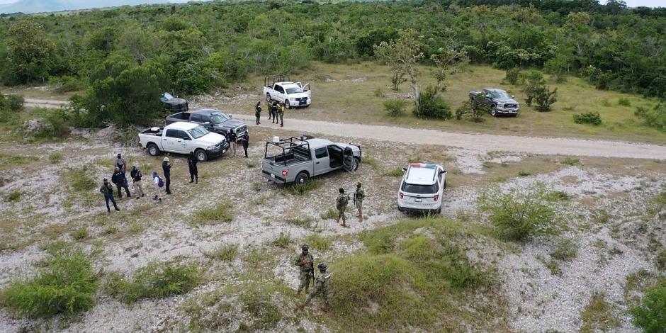 Ejército, FGE y CNB realizan labores de búsqueda en Tamaulipas, el miércoles.