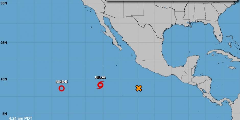 De manera simultanea se han desarrollado la tormenta tropical "Hilda" y la depresión tropical Nueve-E.