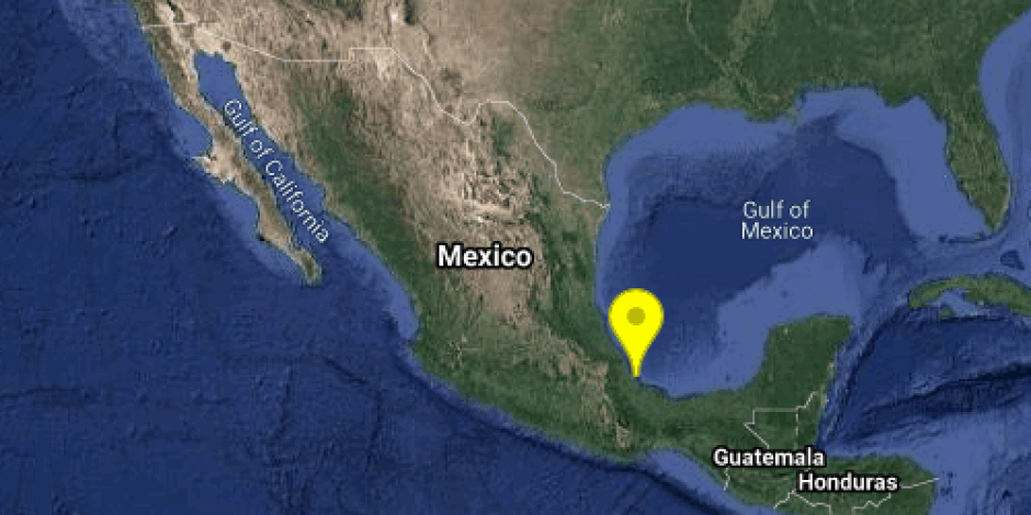 En la imagen, el SSN señala el epicentro del temblor en Veracruz.
