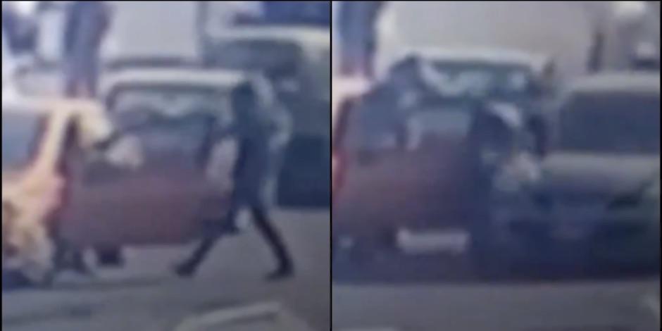Sujeto intenta robar a un automovilista en Ecatepec. Foto: Especial