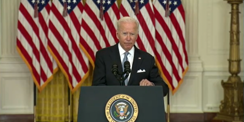 El presidente de EU, Joe Biden, en conferencia de prensa este lunes.