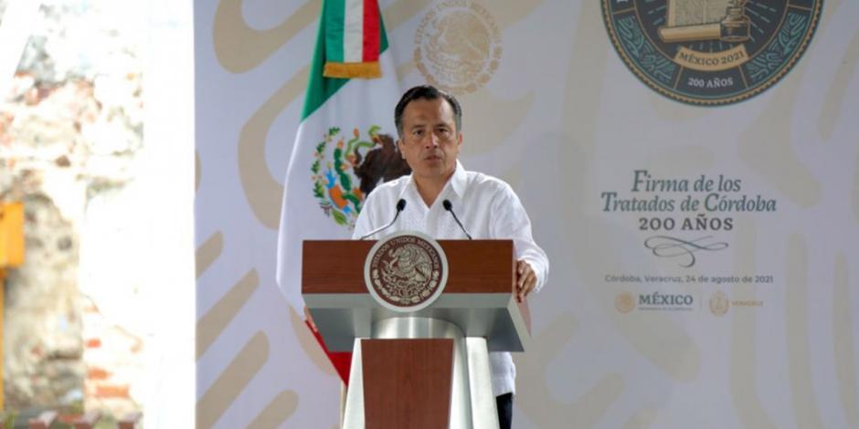 El gobernador de Veracruz, Cuitláhuac García, en la conmemoración de los 200 años de la firma de los Tratados de Córdoba.