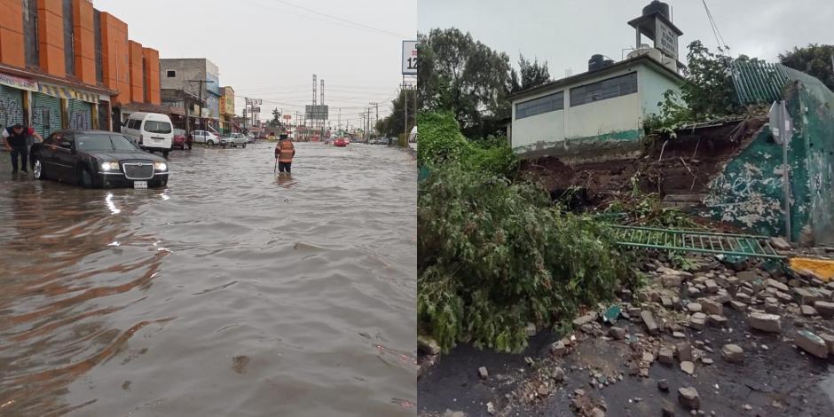 Las lluvias en Ecatepec provocaron inundaciones que alcanzaron hasta los 40 centímetros en algunas zonas, causando que incluso la barda de una escuela primaria colapsara