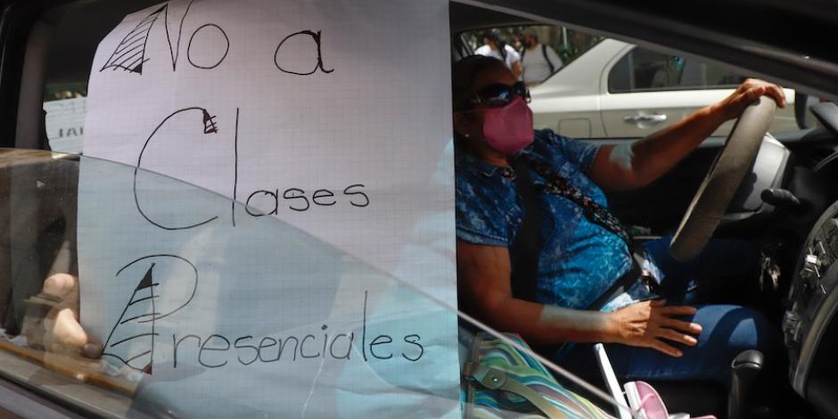 Maestros protestan en Yucatán contra el regreso a clases, el 6 de septiembre.