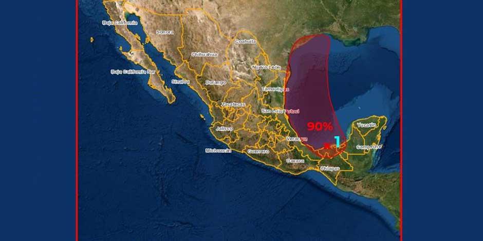 Conagua indicó que la zona de inestabilidad ubicada en el Golfo de México aumentó su fuerza y ya cuenta con 90 por ciento de probabilidad de convertirse en ciclón tropical