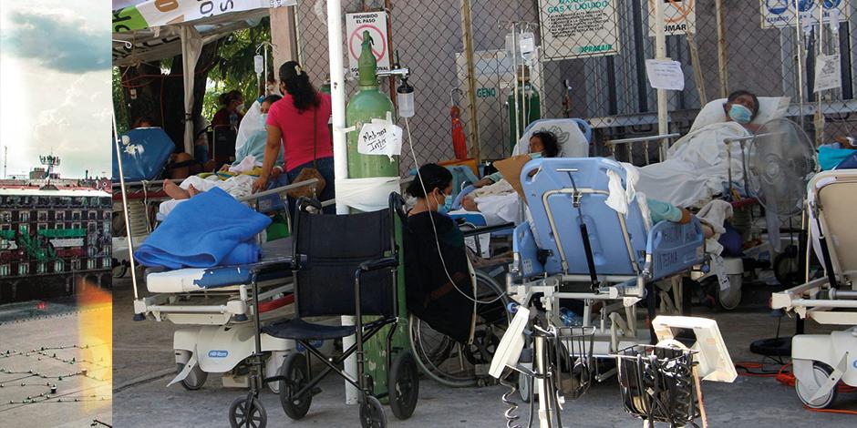 Personal del nosocomio atiende a pacientes en el estacionamiento la semana pasada, tras los daños que sufrió el inmueble por el sismo del 7 de septiembre.