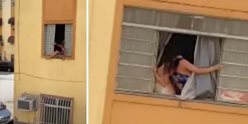 El hombre impidió que su esposa embarazada saliera por la ventana