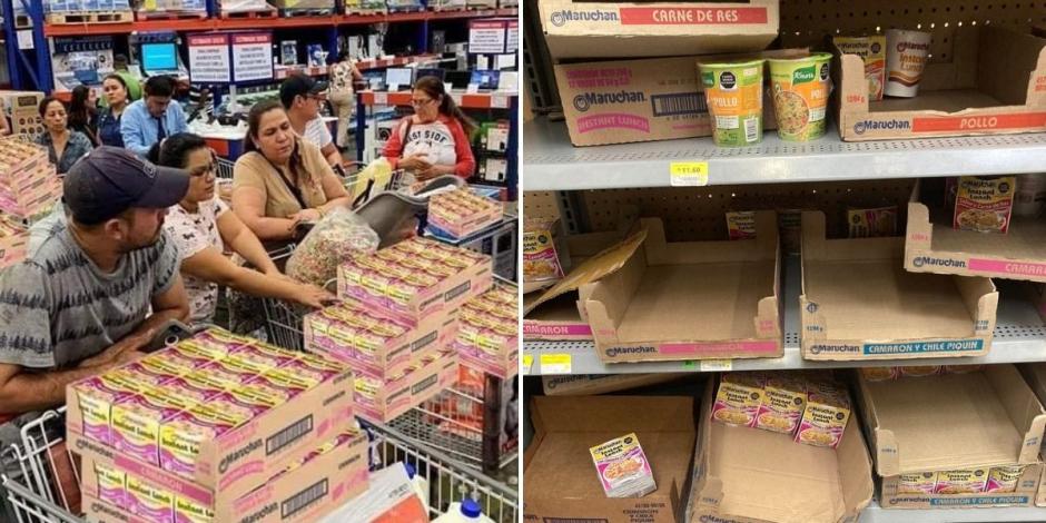 En redes sociales se difundieron imágenes de supuestas compras de pánico de sopas instatáneas, entre las que destaca la popular Maruchan.
