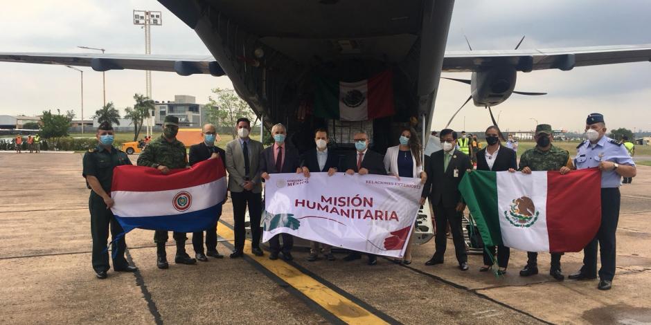 El cargamento llegó a Asunción, Paraguay, en un avión de la Fuerza Aérea Mexicana.