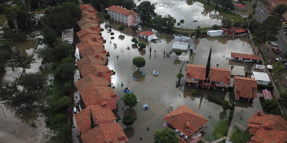 Inundación en Tequisquiapan, Querétaro, registrada el pasado 19 de septiembre.