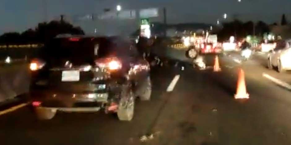 Aparatoso accidente en la México-Pachuca deja dos personas heridas y genera caos vial