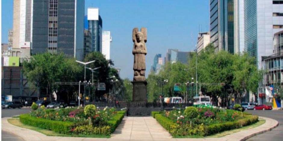 Ayer se mostró cómo se vería la copia de la figura prehispánica en la glorieta donde se ubicaba la estatua de Cristóbal Colón.