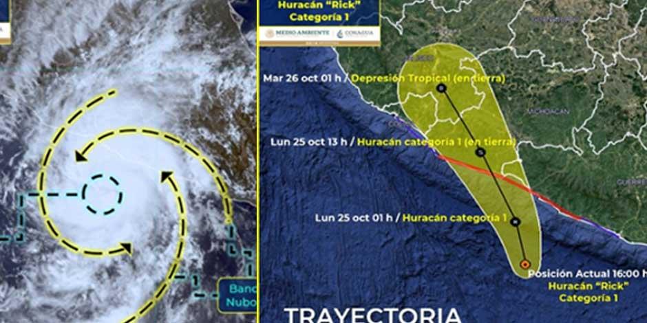 Las bandas nubosas del huracán "Rick" ocasionarán lluvias extraordinarias en
Guerrero y Michoacán