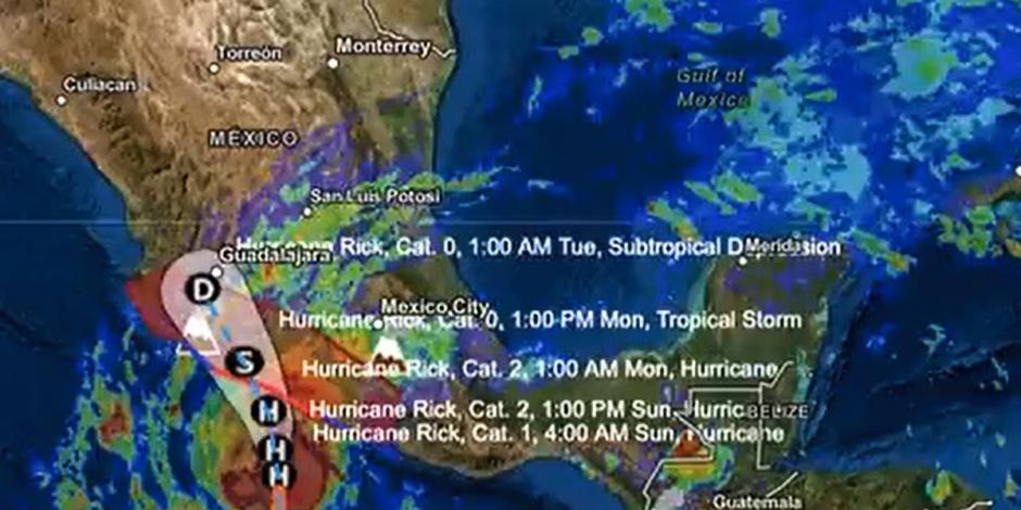 En la madrugada "Rick" se había intensificado a huracán categoría 2.